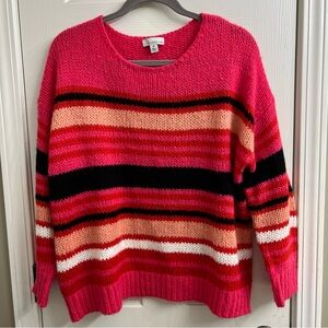 Allison Joy Pink Striped Sweater Sz Med